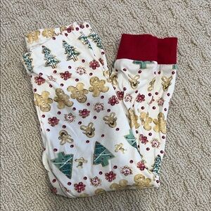 Holiday Gingerbread and Tree Print Kids Pajama Bottoms